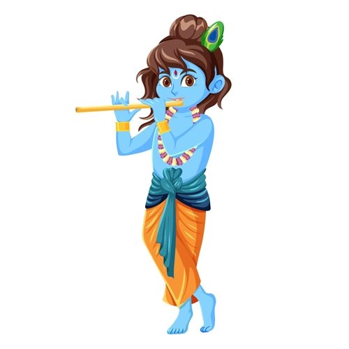 Balkrishna Theme Standing Krishna Playing Flute Transparent Sticker
